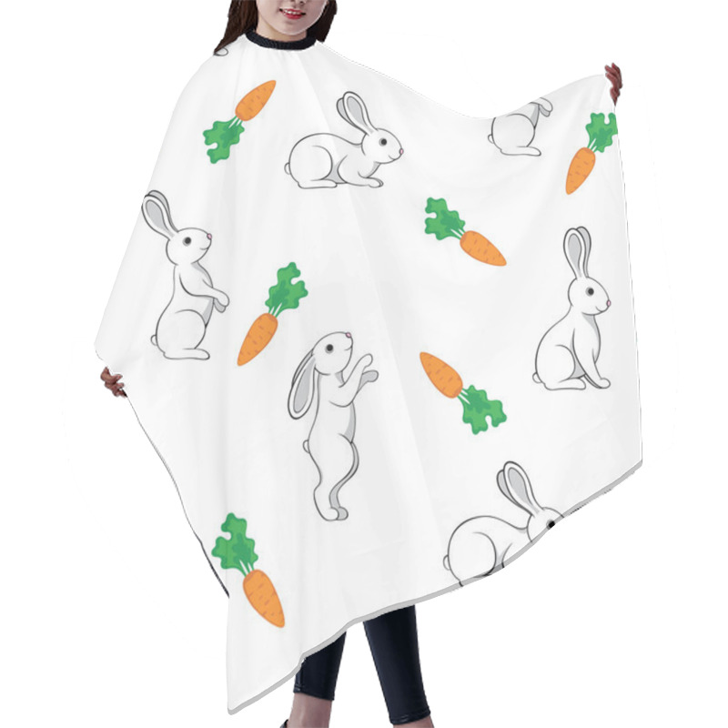 Personality  Seamless Pattern Of Rabbits And Carrots Hair Cutting Cape