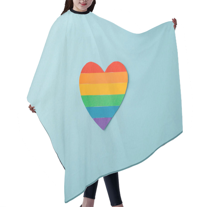 Personality  Rainbow Heart On Blue Hair Cutting Cape