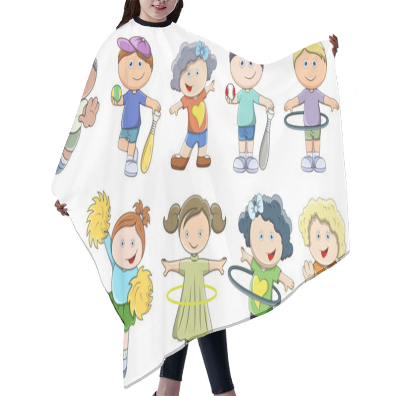 Personality  Children Playing - Vector Illustrations Hair Cutting Cape