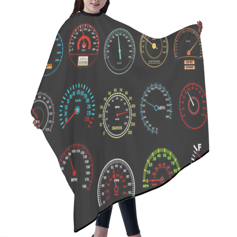 Personality  Car Speedometers On Black Background Hair Cutting Cape