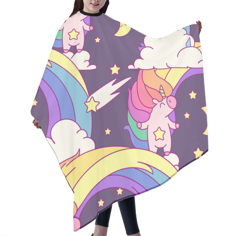 Personality  Vector Unicorn Seamless Pattern Hair Cutting Cape