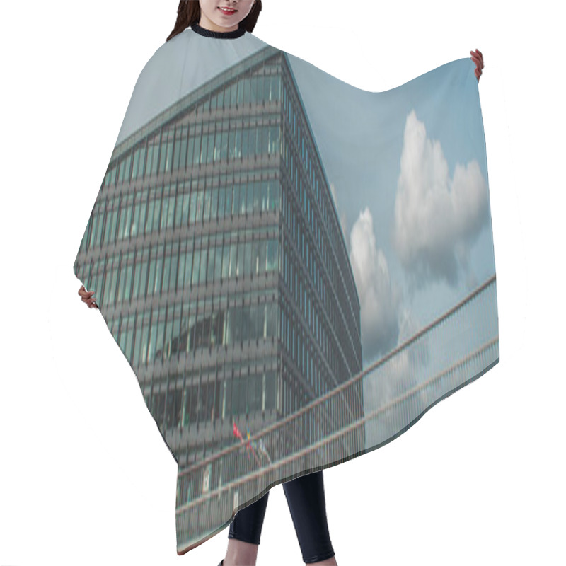 Personality  Panoramic Crop Of Bridge Near Building And Cloudy Sky At Background, Copenhagen, Denmark  Hair Cutting Cape