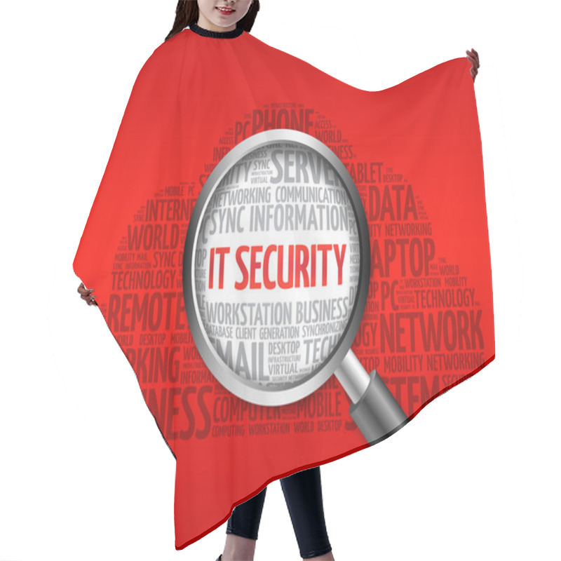 Personality  IT Security Word Cloud With Magnifying Glass Hair Cutting Cape