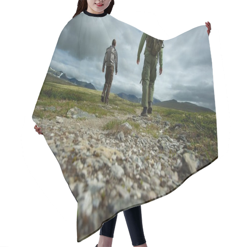 Personality  PIcture Of A Two Hikers Walking Hair Cutting Cape