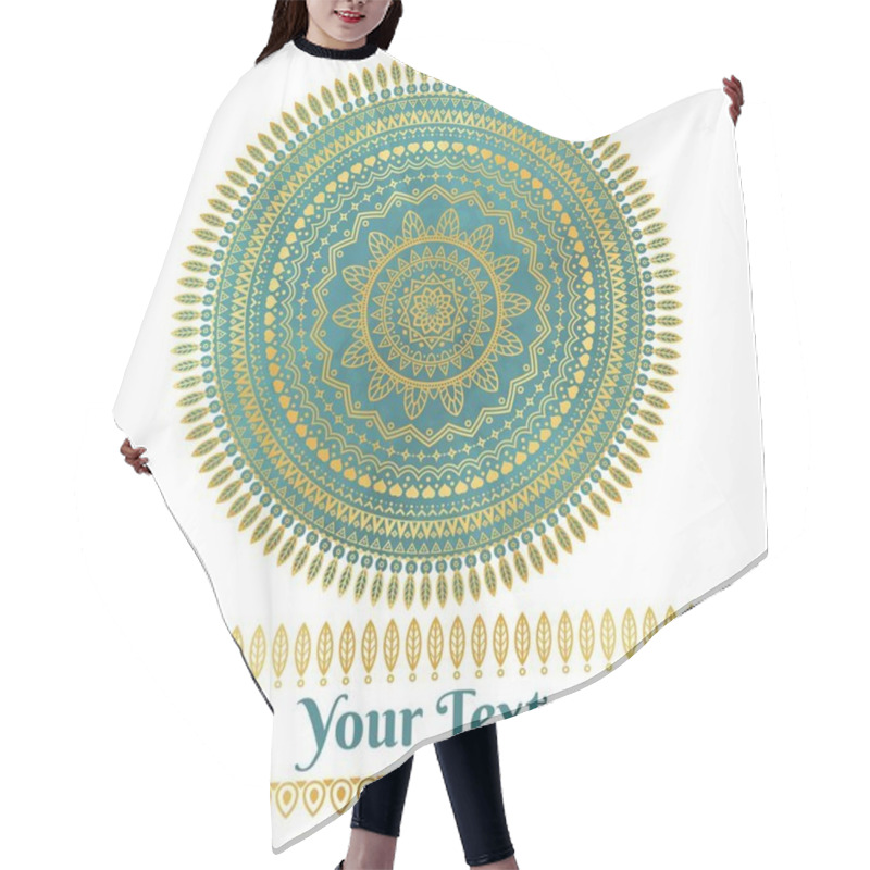 Personality  Vector Golden And Teal Mandala Background Hair Cutting Cape