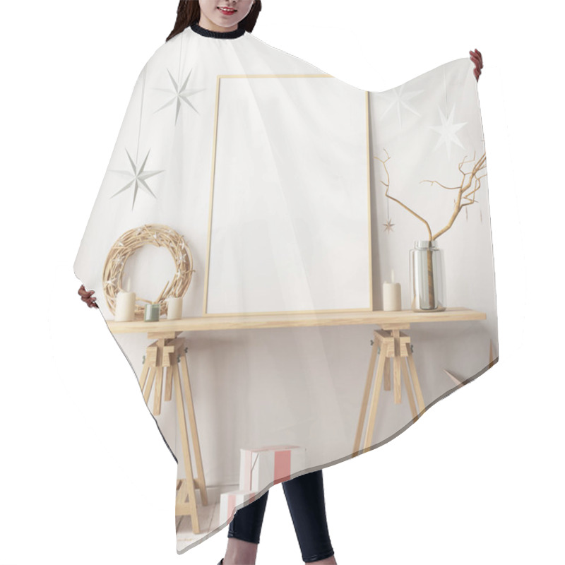 Personality  Mock Up Poster In The Christmas Interior Hair Cutting Cape