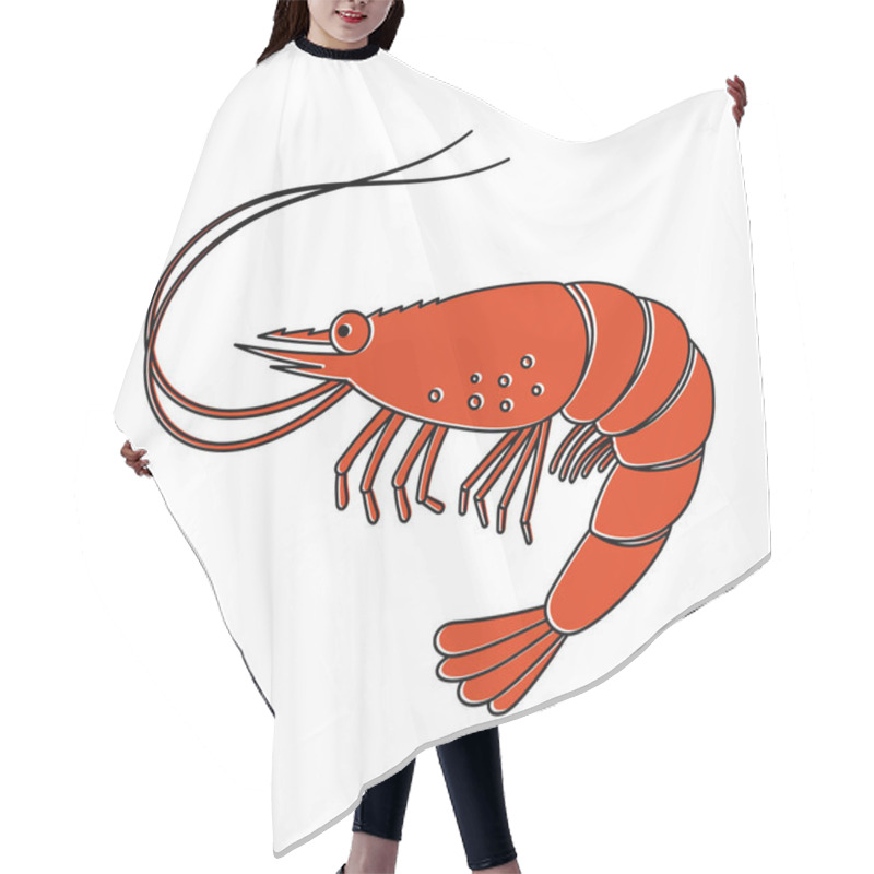 Personality  Shrimp Icon Or Tiger Prawns, Fresh Seafood. Isolated On White Background. Vector Illustration. Hair Cutting Cape