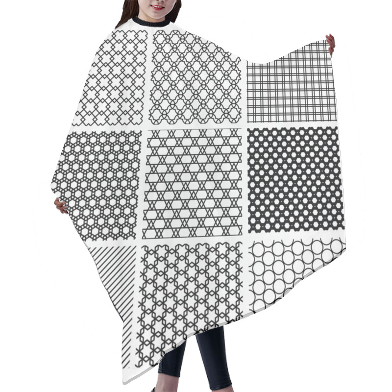 Personality  Geometric Monochrome Seamless Background Patterns Hair Cutting Cape