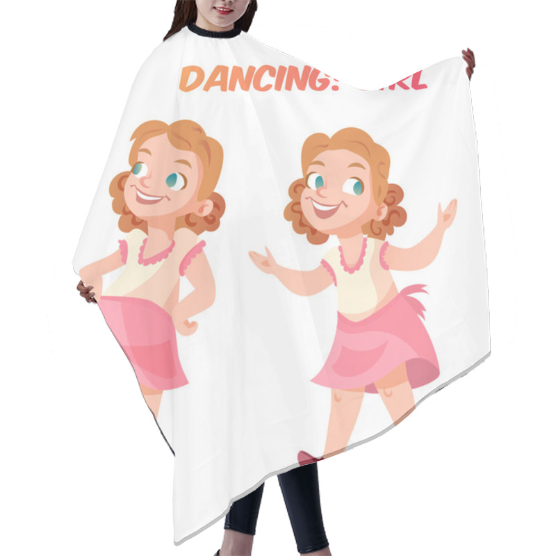 Personality  Dancing Cute Girl Vector Illustration Hair Cutting Cape