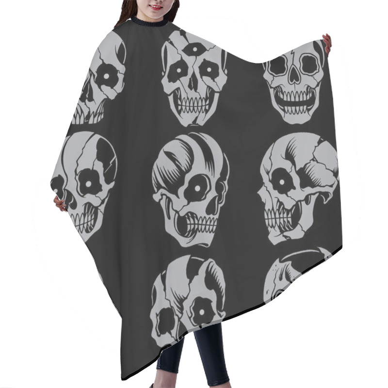 Personality  Skulls Old School Style Set 01 Hair Cutting Cape