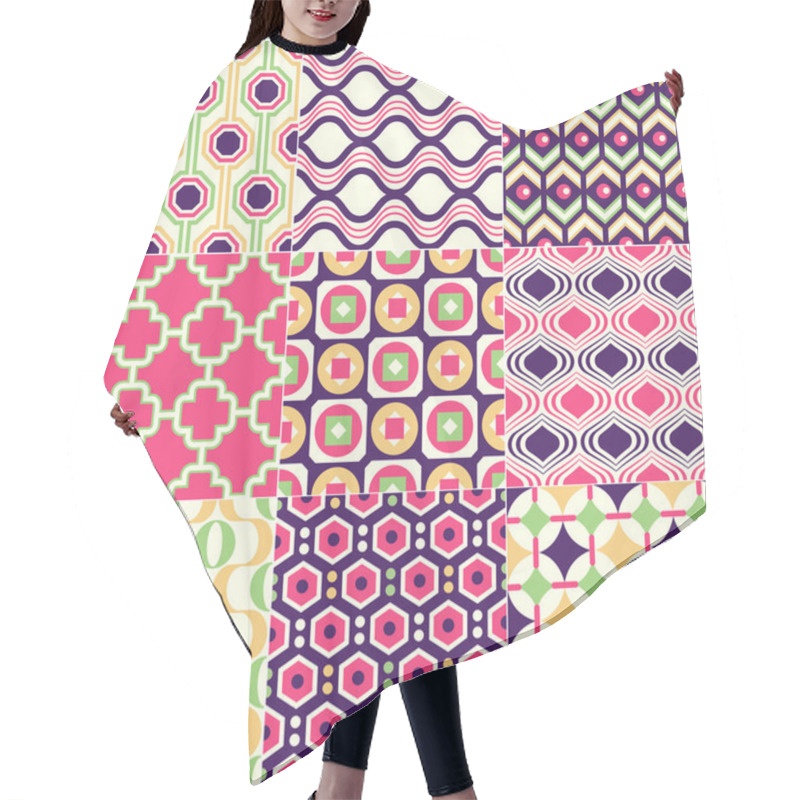 Personality  Seamless Retro Geometric Wallpaper Art Hair Cutting Cape