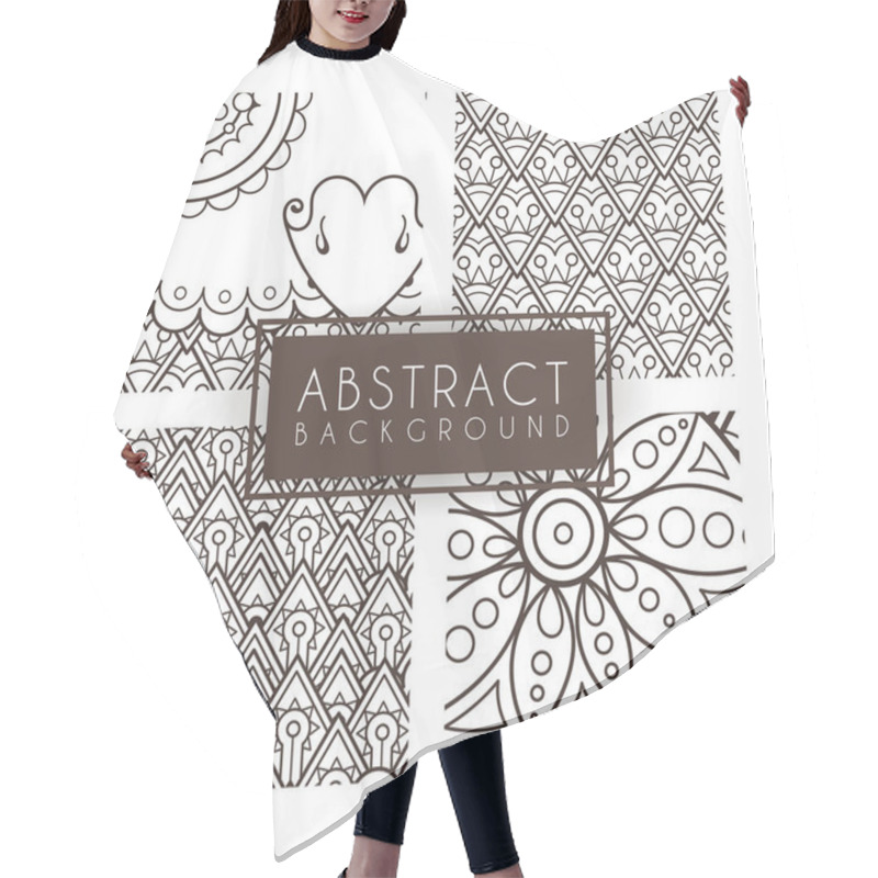 Personality  Set Of Four Vector Monochrome Intricate Patterns. Doodle. Zentangle. Monochromatic Hair Cutting Cape