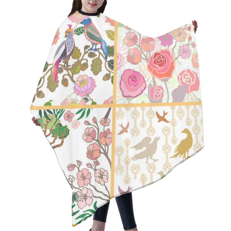 Personality  Set Of Seamless Kimono Pattern Hair Cutting Cape