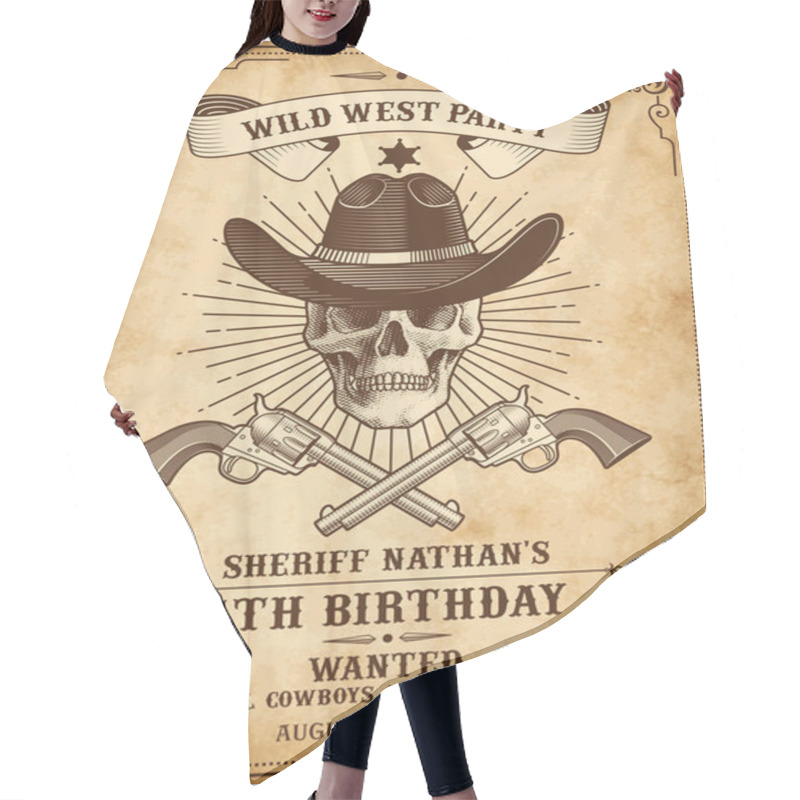 Personality  Vintage Looking Invite Template For A Party Or Event With Wild West Or Cowboy Death Theme Hair Cutting Cape