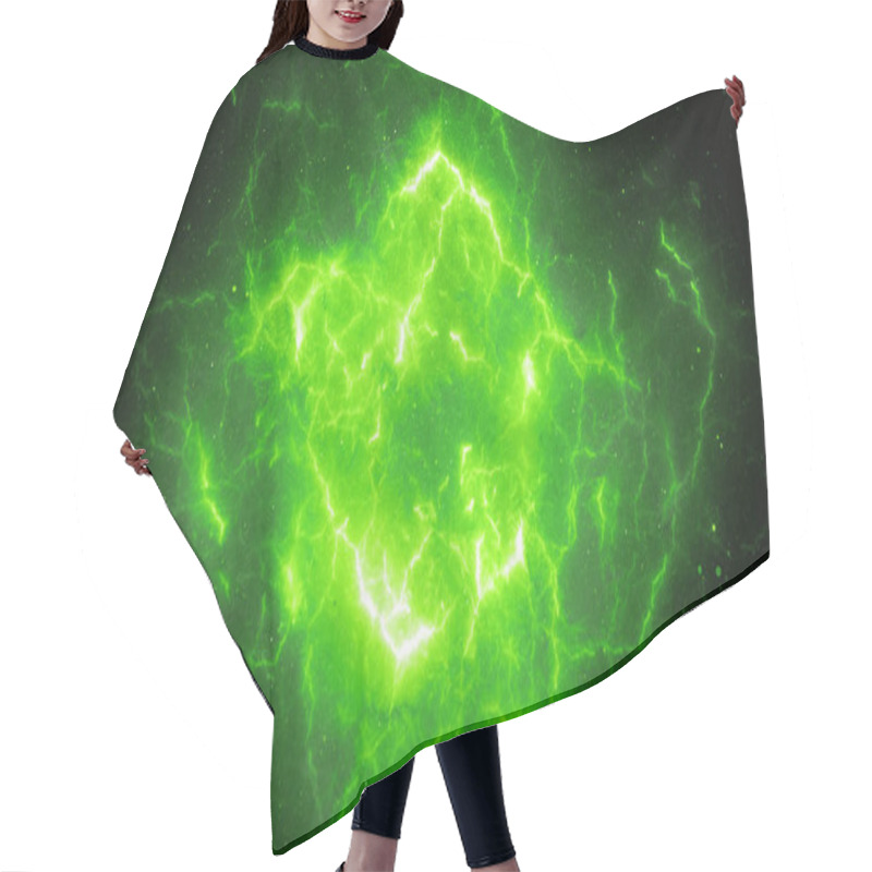 Personality  Green Glowing High Energy Lightning Hair Cutting Cape