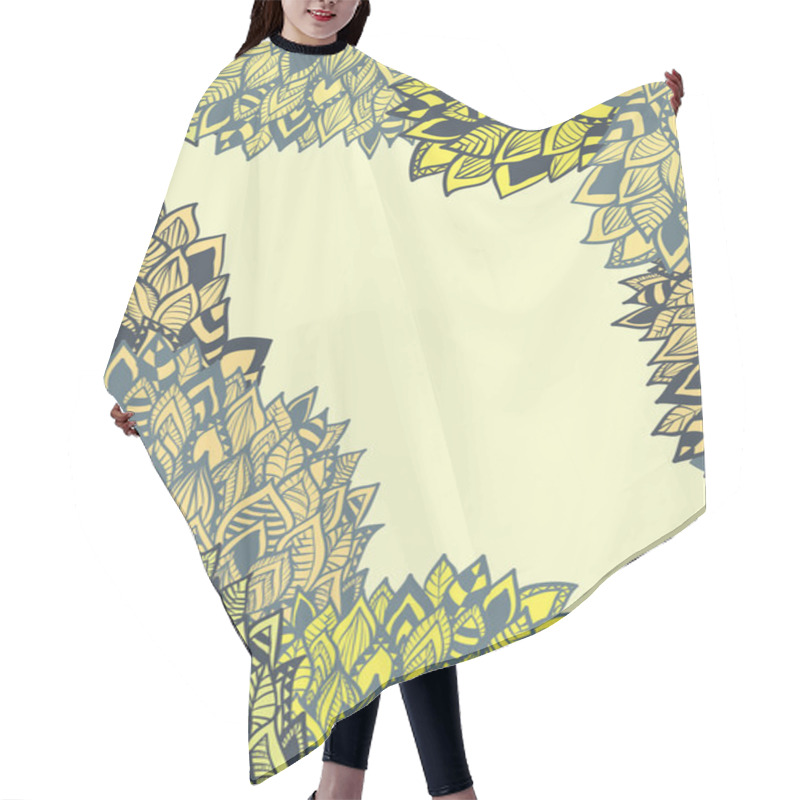 Personality  Spring Background With Doodle Leaves Hair Cutting Cape