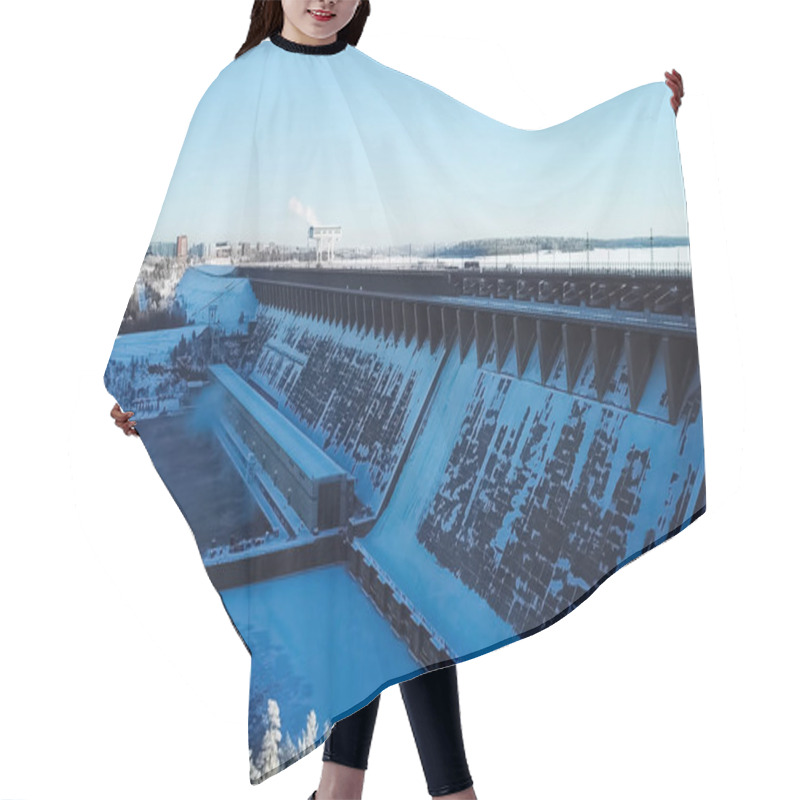 Personality  Fraternal Hydroelectric Power Station, View Of The Dam And River, Industrial Landscape. Hair Cutting Cape