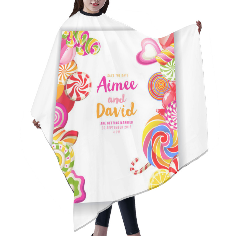 Personality  Save The Date Background With Candies Hair Cutting Cape