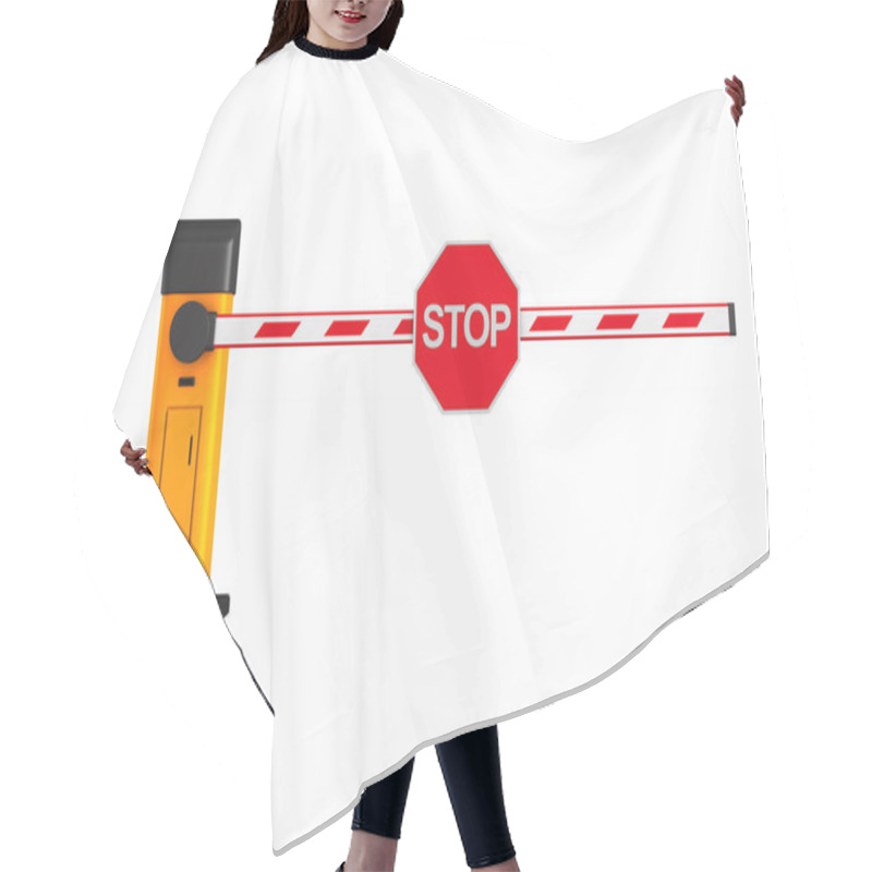 Personality  Closed Automatic Barrier On White Background. Isolated 3D Illustration Hair Cutting Cape