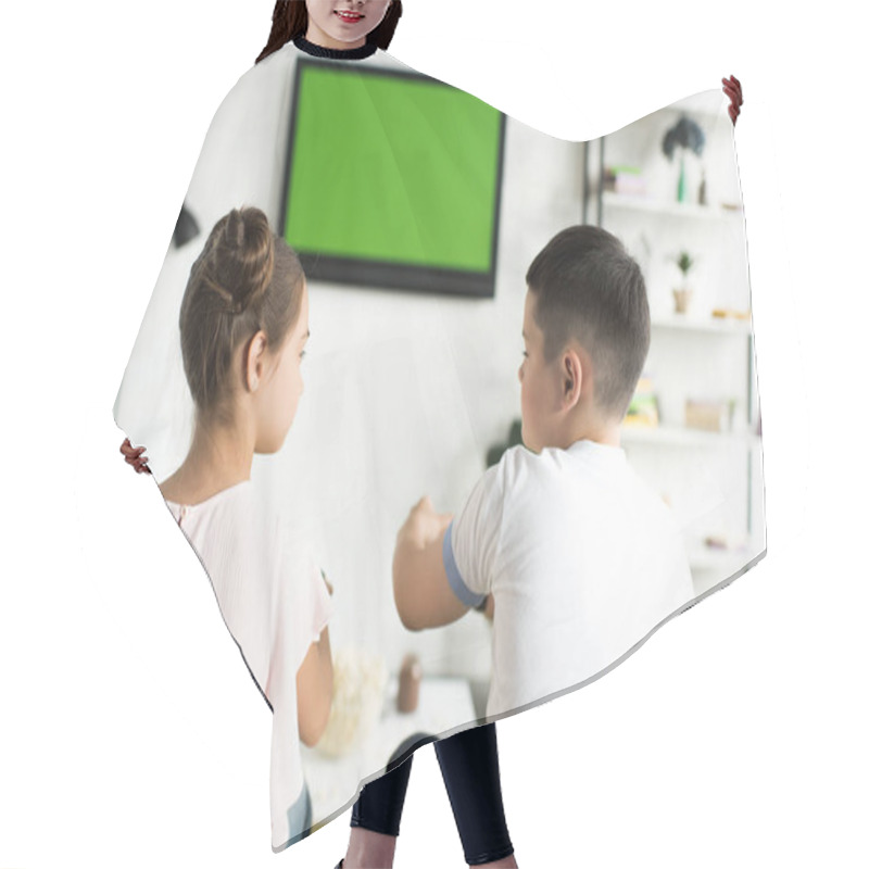 Personality  Siblings Playing Video Game At Home Hair Cutting Cape