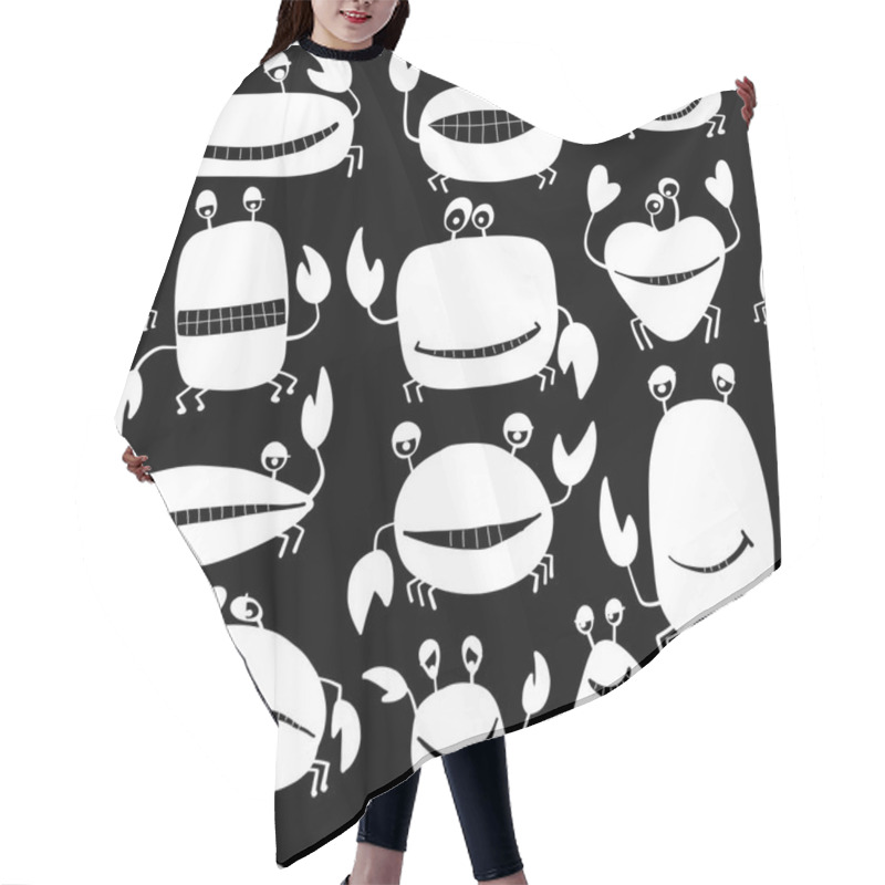 Personality  Funny Friends Crabs, Seamless Pattern For Your Design Hair Cutting Cape