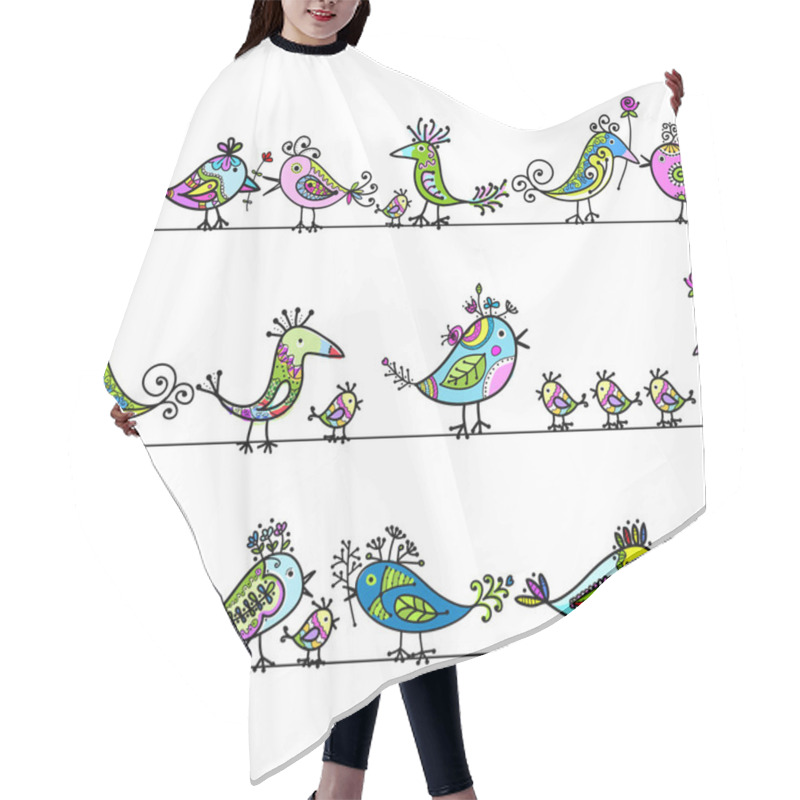 Personality  Funny Birds, Seamless Pattern For Your Design Hair Cutting Cape