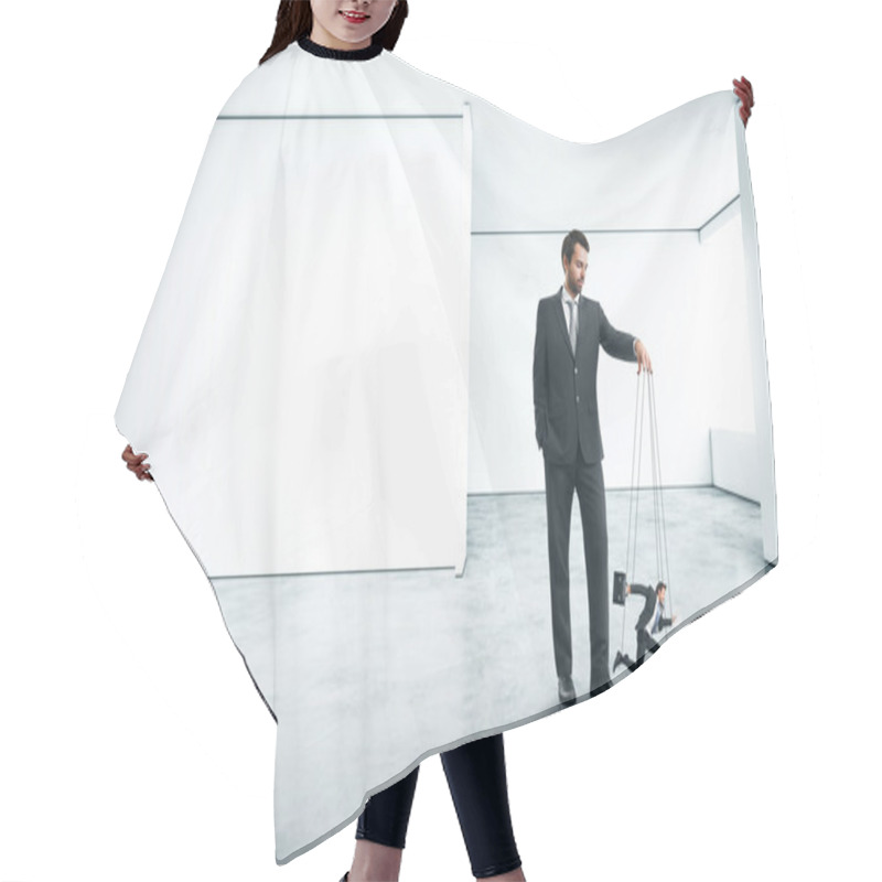 Personality  Businessman With Marionette Hair Cutting Cape