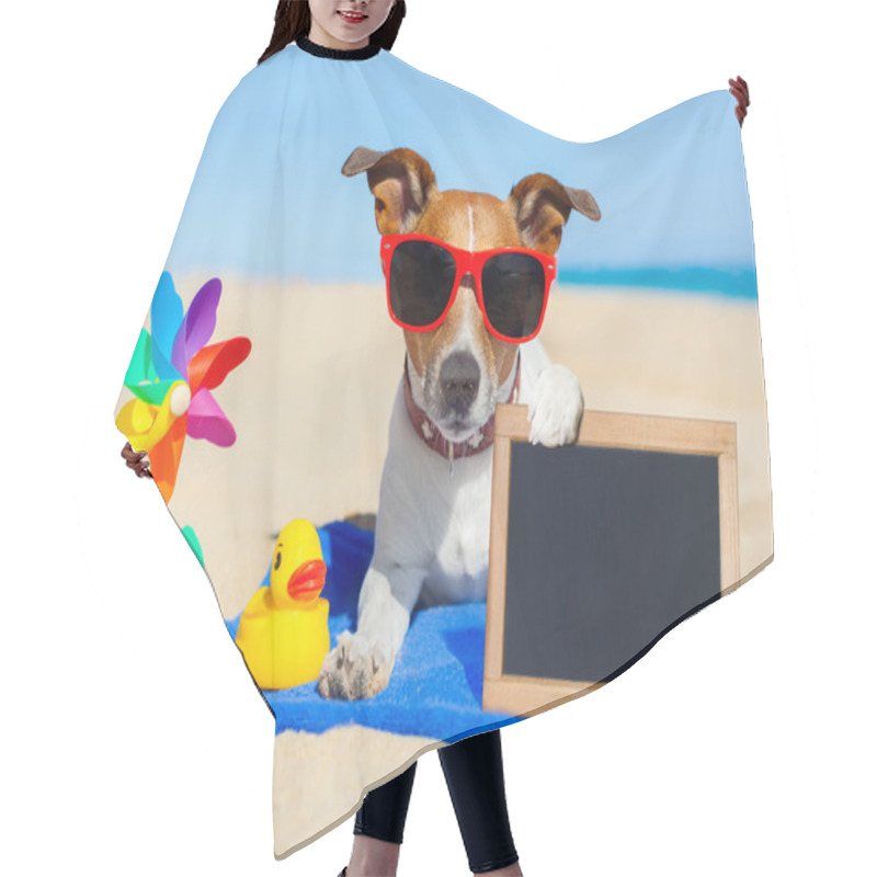 Personality  Dog At The Beach Hair Cutting Cape