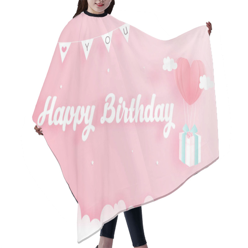 Personality  Birthday Card In Paper Cut Style Vector Illustration. Hair Cutting Cape