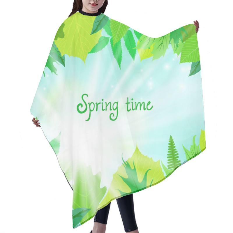 Personality  Spring Card Background With Green Leaves Hair Cutting Cape