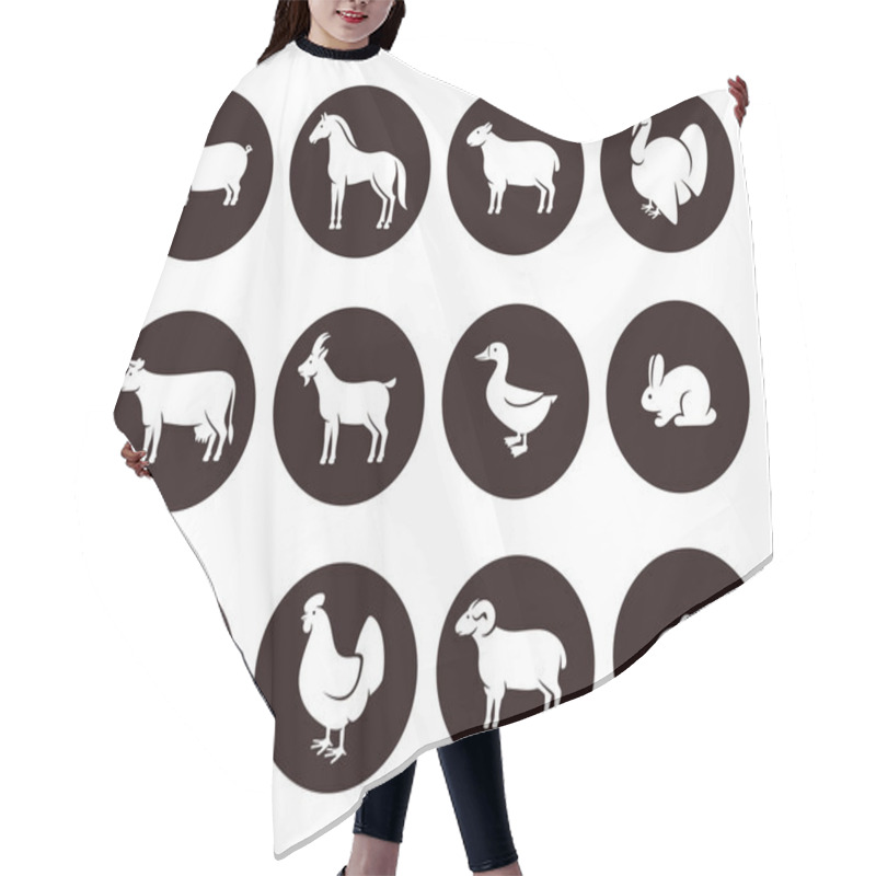 Personality  Farm Animals Set. Vector  Hair Cutting Cape