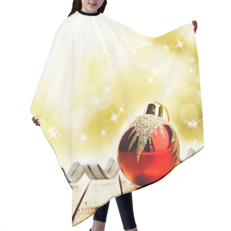 Personality  Red Christmas Toy On Wood Planks Hair Cutting Cape