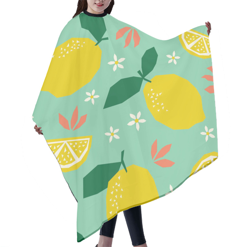 Personality  Seamless Pattern With Lemons And Blossoms Hair Cutting Cape