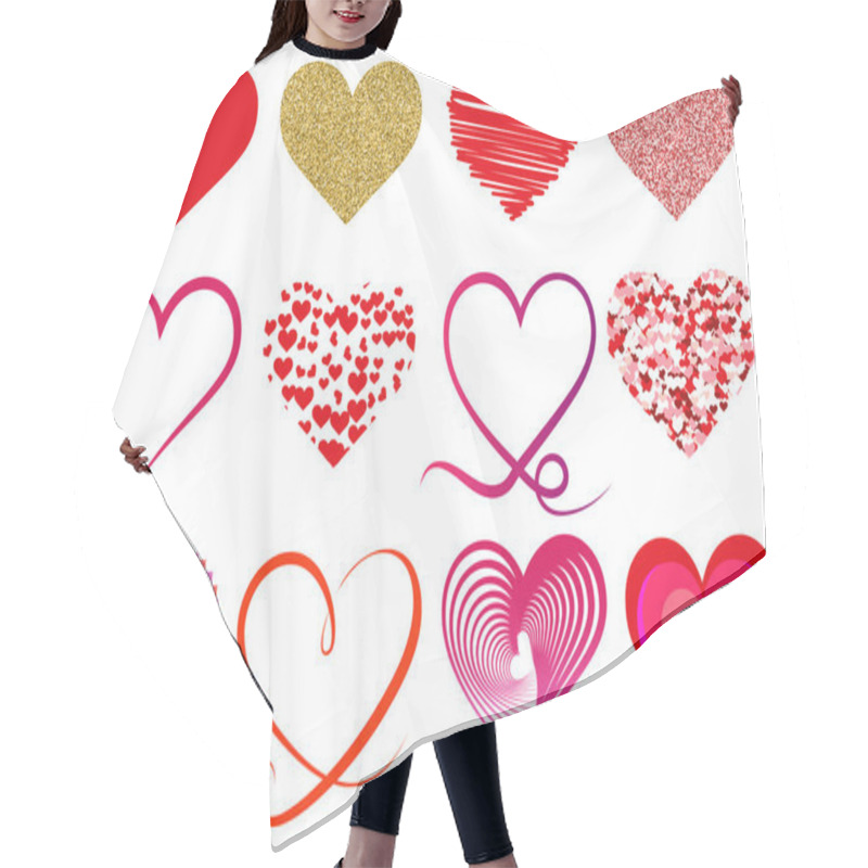 Personality  Collection Of Different Heart Shape Symbols Hair Cutting Cape