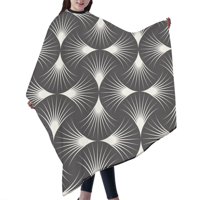 Personality  Vector Seamless Black And White Arc Lines Grid Pattern Hair Cutting Cape