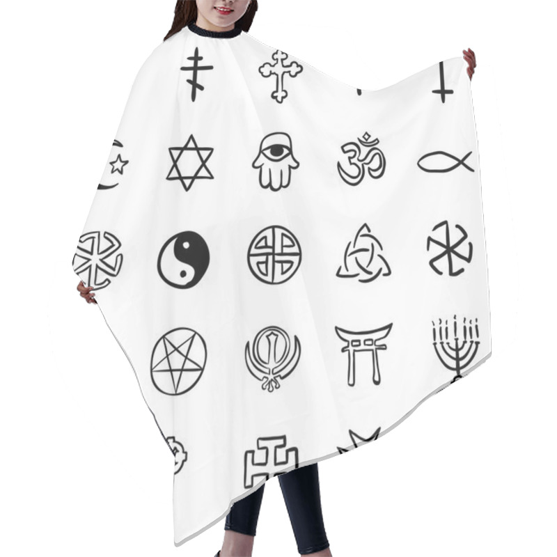 Personality  Doodle Religious Symbols Hair Cutting Cape