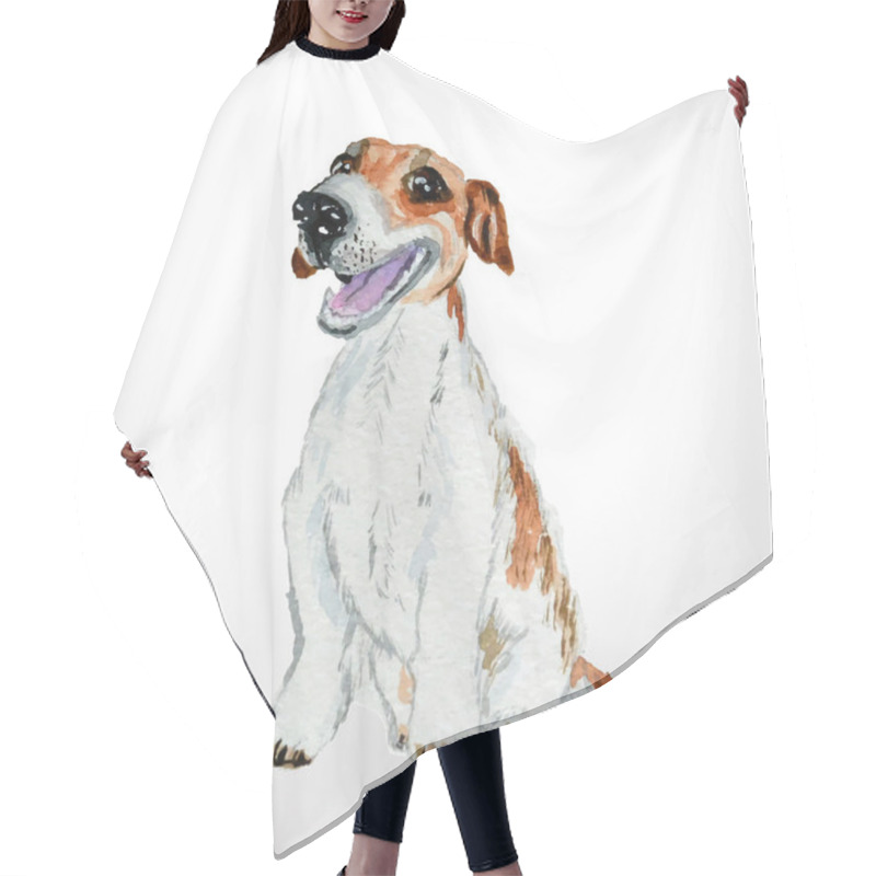 Personality  Smiling Jack Russel Terrier Dog. Hair Cutting Cape