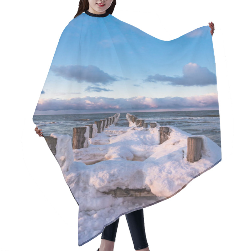 Personality  Groyne On Shore Of The Baltic Sea In Winter Hair Cutting Cape