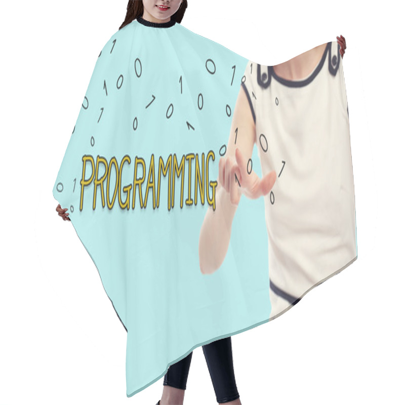 Personality  Programming Concept With Young Woman Hair Cutting Cape