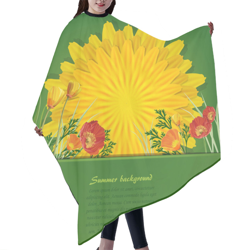 Personality  Summer Bright Background With Dandelion And Poppies Hair Cutting Cape