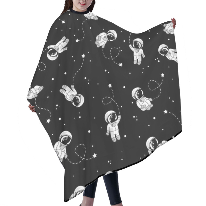 Personality   Seamless Vector Pattern With Cosmonauts And Stars Hair Cutting Cape