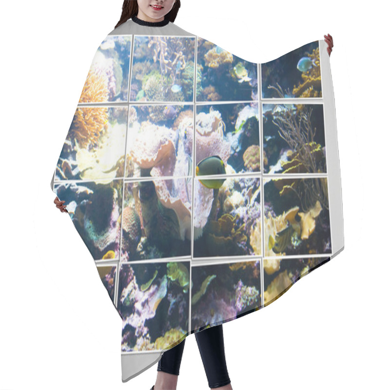 Personality  Photo Cut Into Pieces With Nature Concept Hair Cutting Cape