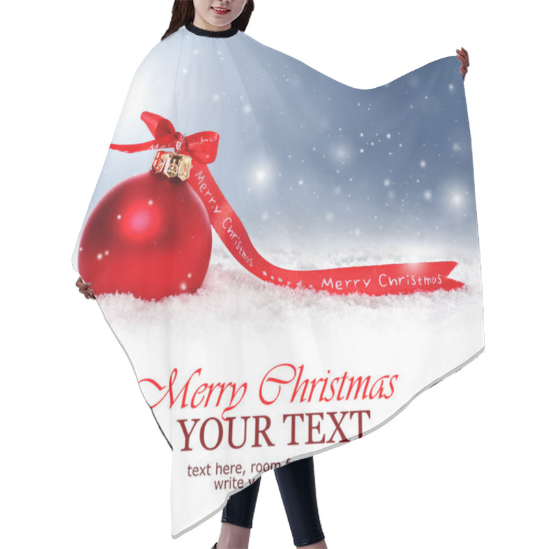 Personality  Christmas Background With Red Bauble,snow And Snowflakes Hair Cutting Cape