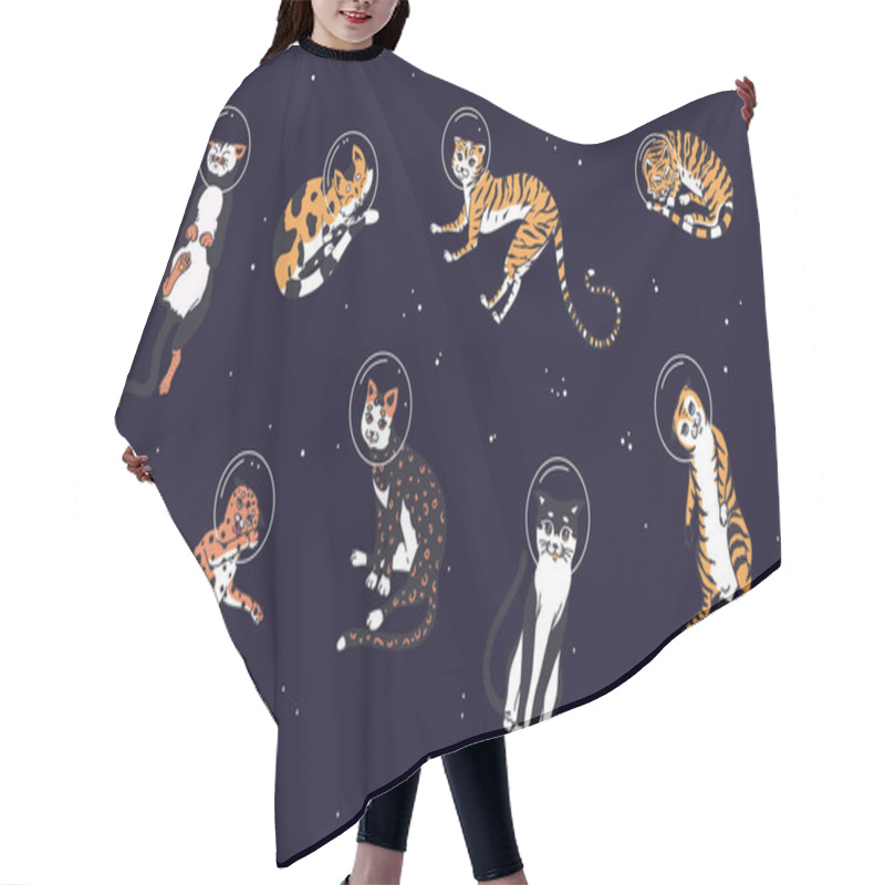 Personality  Cute Cats In Space. Astronaut Animal In The Sky Against A Background Of Stars. Funny Doodle Kitties In Different Poses. Hair Cutting Cape