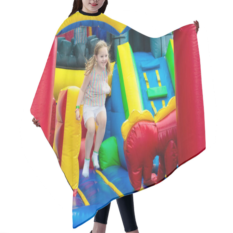 Personality  Child Jumping On Playground Trampoline. Kids Jump. Hair Cutting Cape