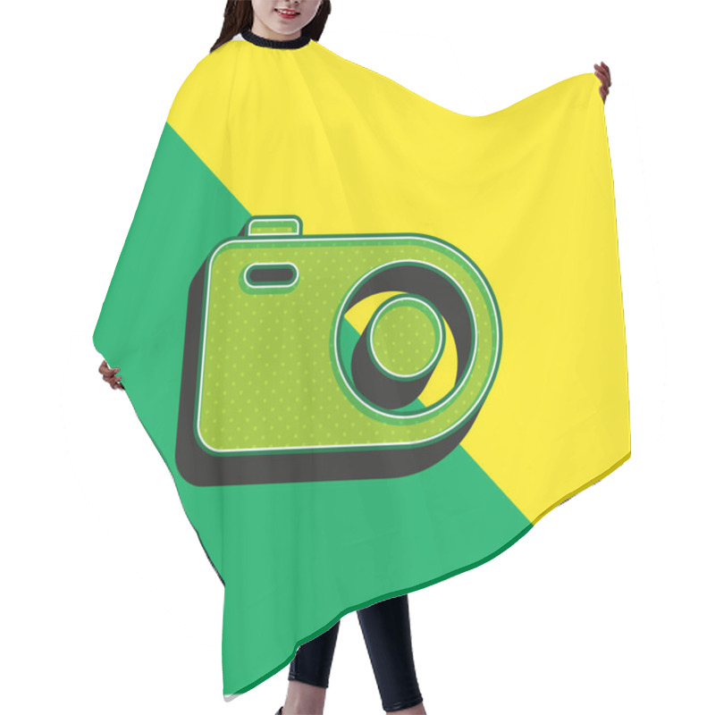 Personality  Analogical Photo Camera Green And Yellow Modern 3d Vector Icon Logo Hair Cutting Cape