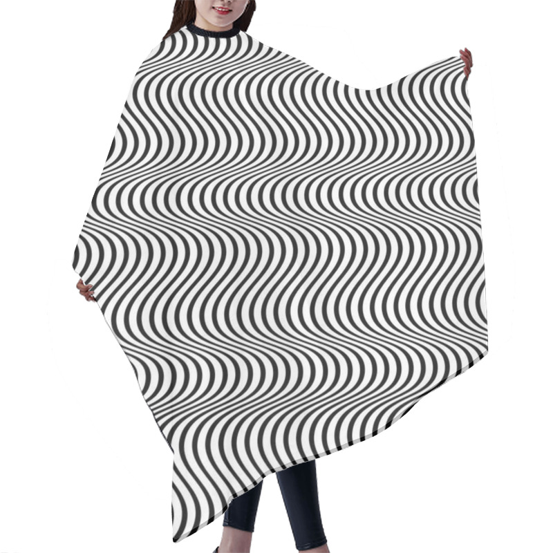 Personality  Vertical Waving, Wavy, Zigzag Lines. Irregular Parallel Stripes, Hair Cutting Cape