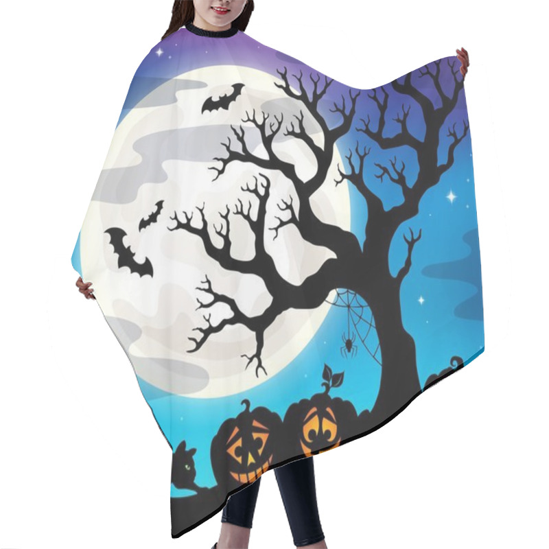 Personality  Halloween Tree Silhouette Theme 4 Hair Cutting Cape