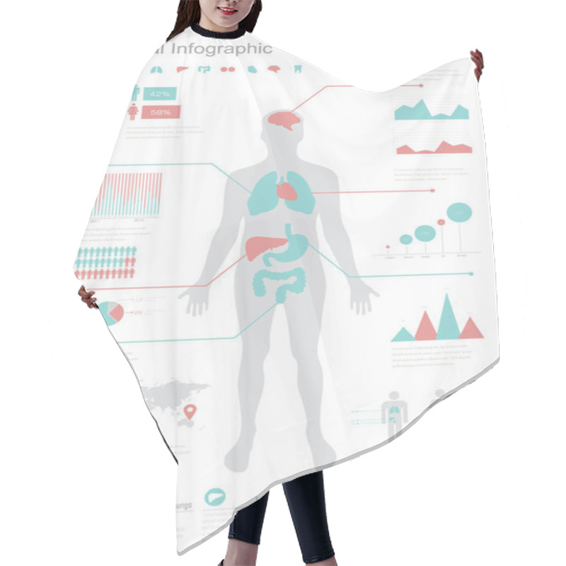 Personality  Medical Infographic Set. Hair Cutting Cape