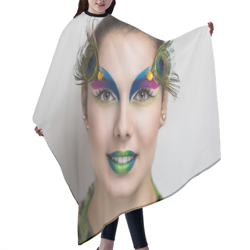 Personality  Makeup Peacock Feathers Hair Cutting Cape